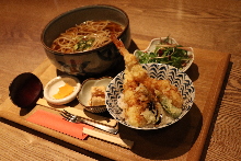 Tempura rice bowl and soba meal set