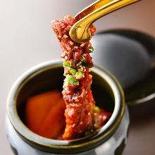 Tsuboduke harami yaki (marinated and grilled skirt steak)