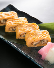 Wrapped omelet with eel