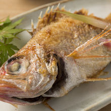 Rosy seabass, salted and grilled or boiled