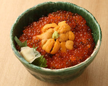 Sea urchin and salmon roe rice bowl