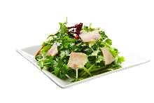 Garnished with coriander and ham