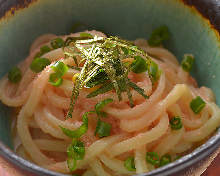 Wheat noodles with marinated cod roe