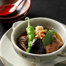 Deep-fried tofu in broth