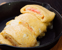 Japanese-style rolled omelet with marinated cod roe