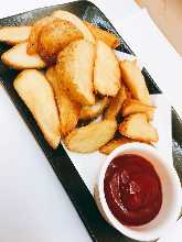 French fries and sausages