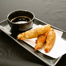 Chicken skin filled with gyoza stuffing