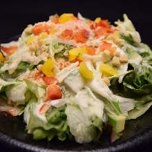 Caesar salad with smoked salmon and avocado