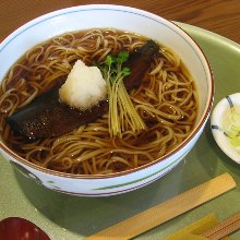 Buckwheat noodles with cooked herring