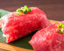 Beef nigiri sushi