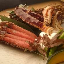 Grilled red king crab leg