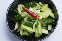 Cucumber mixed with garlic