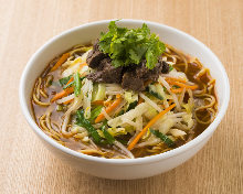 Simmered lamb ramen with spicy soy sauce soup