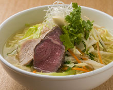 Lamb bone broth, salt and pepper ramen