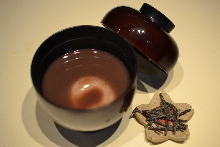 Shiratama zenzai (sweet red bean soup with rice flour dumplings)