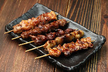 Assorted grilled chicken skewers, 5 kinds