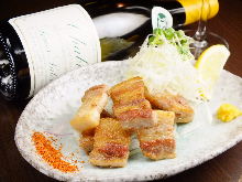 Salted and grilled pork belly with green onion