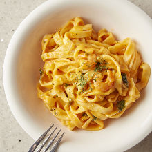 Tomato cream sauce pasta with shrimp