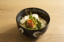 Mentaiko chazuke (marinated cod roe and rice with tea)