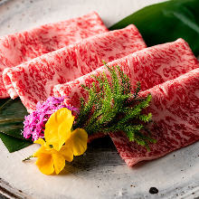 Grilled beef sirloin shabu-shabu