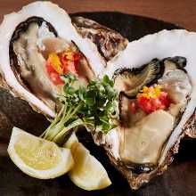 Fresh raw oyster with ponzu