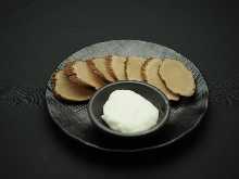 Cream cheese and smoked daikon pickles