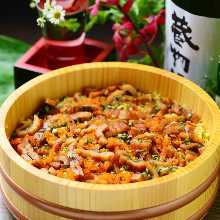 Chopped kabayaki eel on rice