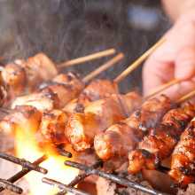 Grilled chicken thigh skewer