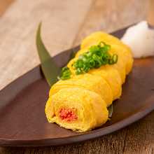 Japanese-style rolled omelet with marinated cod roe