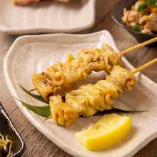 Chicken skin skewer