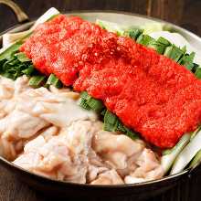 Marinated cod roe and offal hotpot