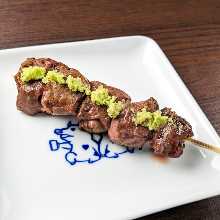 Grilled pork heart skewer