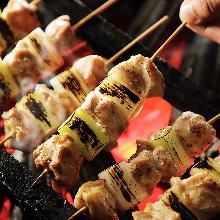 Negima (green onion pieces and chicken)