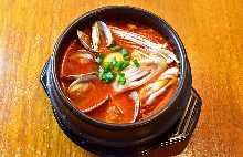 Seafood Sundubu Jjigae (Soft Tofu Stew) Set