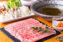 Wagyu beef shabu-shabu with vegetables