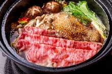 Wagyu beef sirloin sukiyaki
