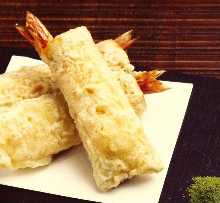 Deep-Fried Tofu Skin Roll with Shrimp and Cheese