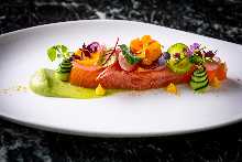 Smoked Ora King Salmon with Colorful Vegetables and Herbs