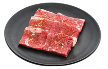 Beef lean red meat part of kalbi (short rib area)