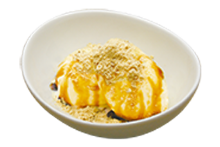 Kinako (roasted soy bean powder) ice cream with brown sugar syrup topping