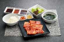 Thickly sliced yakiniku lunch set