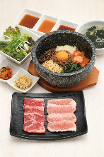 Stone grilled bibimbap yakiniku lunch set