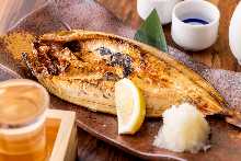Salted and grilled Atka mackerel