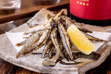 Fried silver-stripe round herring