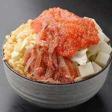 Rice cake and salted cod roe monja