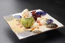 Shiratama red bean paste matcha ice cream