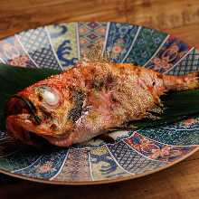 Charcoal grilled rosy seabass