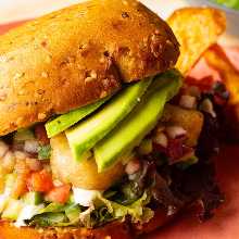 Farm Shrimp Salsa Burger (Konjac & Okara-based)