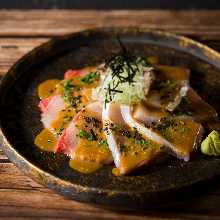 Yellowtail dressed with sesame