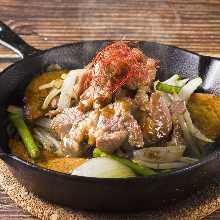 Mongolian mutton barbecue ("Jingisukan"), teppanyaki-style